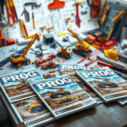 A vibrant, detailed scene showcasing a construction site on a table