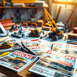 A vibrant, detailed scene showcasing a construction site on a table