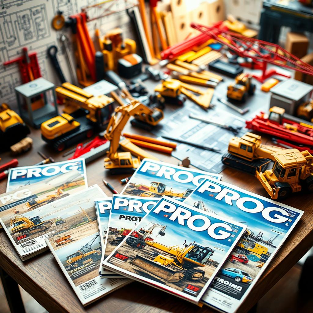 A vibrant, detailed scene showcasing a construction site on a table