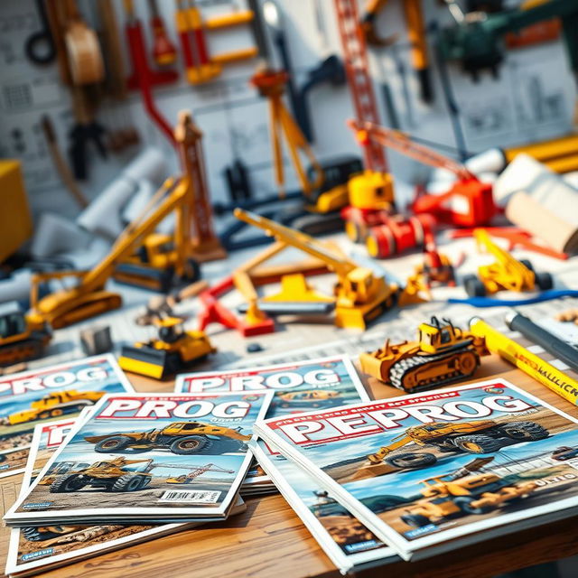 A vibrant, detailed scene showcasing a construction site on a table