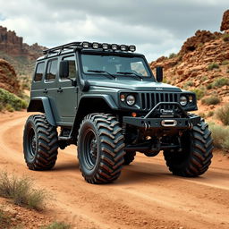 An AZLK 40 vehicle in off-road preparation, featuring large tractor wheels that enhance its rugged appeal