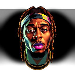 A hyper-realistic, full-body portrait of a hip-hop icon inspired by Lil Wayne, crafted in vibrant and colorful polygon art