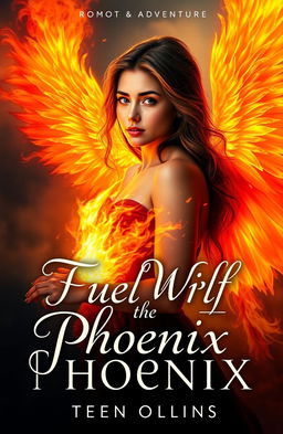 Create an enchanting fanfiction cover for a romance-adventure story titled 'Fuel The Phoenix'