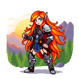 An 8-bit art style image of a female character designed for a retro video game