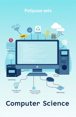 A visually engaging and informative illustration depicting the basic concepts of computer science