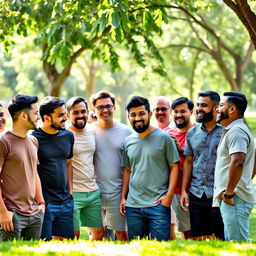 A group of diverse men gathered together, showcasing camaraderie and friendship