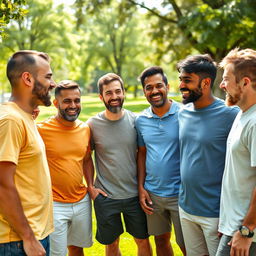 A group of diverse men gathered together, showcasing camaraderie and friendship