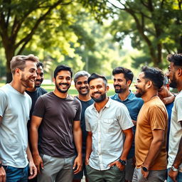 A group of diverse men gathered together, showcasing camaraderie and friendship