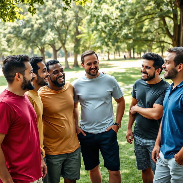 A group of diverse men gathered together, showcasing camaraderie and friendship