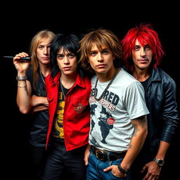 A full-body portrait of punk rock icons inspired by the Red Hot Chili Peppers, specially created for t-shirt fans