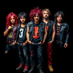 A full-body portrait of punk rock icons inspired by the Red Hot Chili Peppers, specially created for t-shirt fans