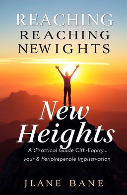 A visually inspiring book cover for 'Reaching New Heights: A Practical Guide to Self-Improvement and Personal Growth'
