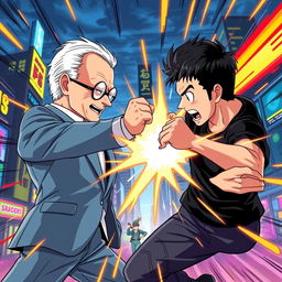 A thrilling showdown between two characters designed in the distinct style of My Hero Academia