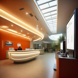 Design a modern receptionist building integrated with a public service information system