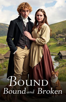 A couple living in 1800s England, the man is tall with curly blonde hair, dressed in fancy attire