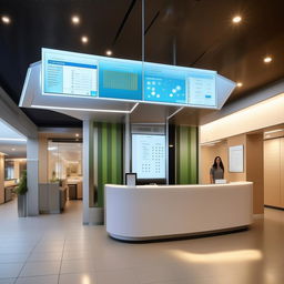 Design a modern receptionist building integrated with a public service information system