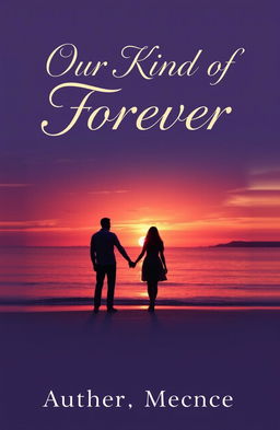 A romantic book cover featuring a beautiful sunset over a serene beach