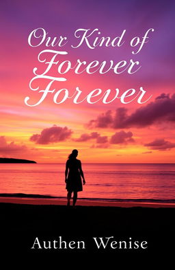 A romantic book cover featuring a beautiful sunset over a serene beach