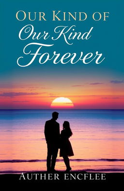 A romantic book cover featuring a beautiful sunset over a serene beach