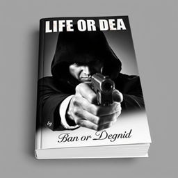 A book cover featuring a male hitman with a mysterious expression, pointing a firearm directly at the viewer