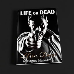 A dramatic book cover featuring a male hitman with a mysterious expression, aiming a firearm directly at the viewer