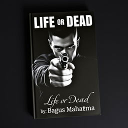 A dramatic book cover featuring a male hitman with a mysterious expression, aiming a firearm directly at the viewer