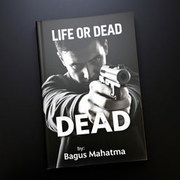 A dramatic book cover featuring a male hitman with a mysterious expression, aiming a firearm directly at the viewer
