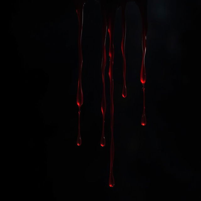 A captivating scene depicting deep red blood droplets dripping into an engulfing darkness