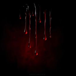 A captivating scene depicting deep red blood droplets dripping into an engulfing darkness
