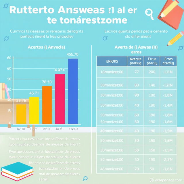 A detailed infographic displaying the number of correct answers and errors for each student in a classroom setting