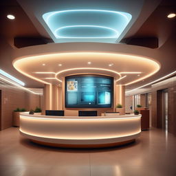 Design a modern receptionist building integrated with a public service information system