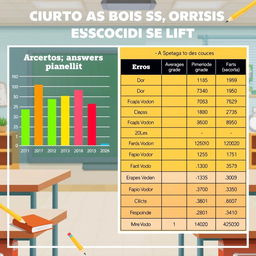 A detailed infographic displaying the number of correct answers and errors for each student in a classroom setting