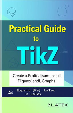 A detailed, visually appealing cover design for a technical guide titled 'Practical Guide to TikZ: Create Professional Figures and Graphs in LaTeX'