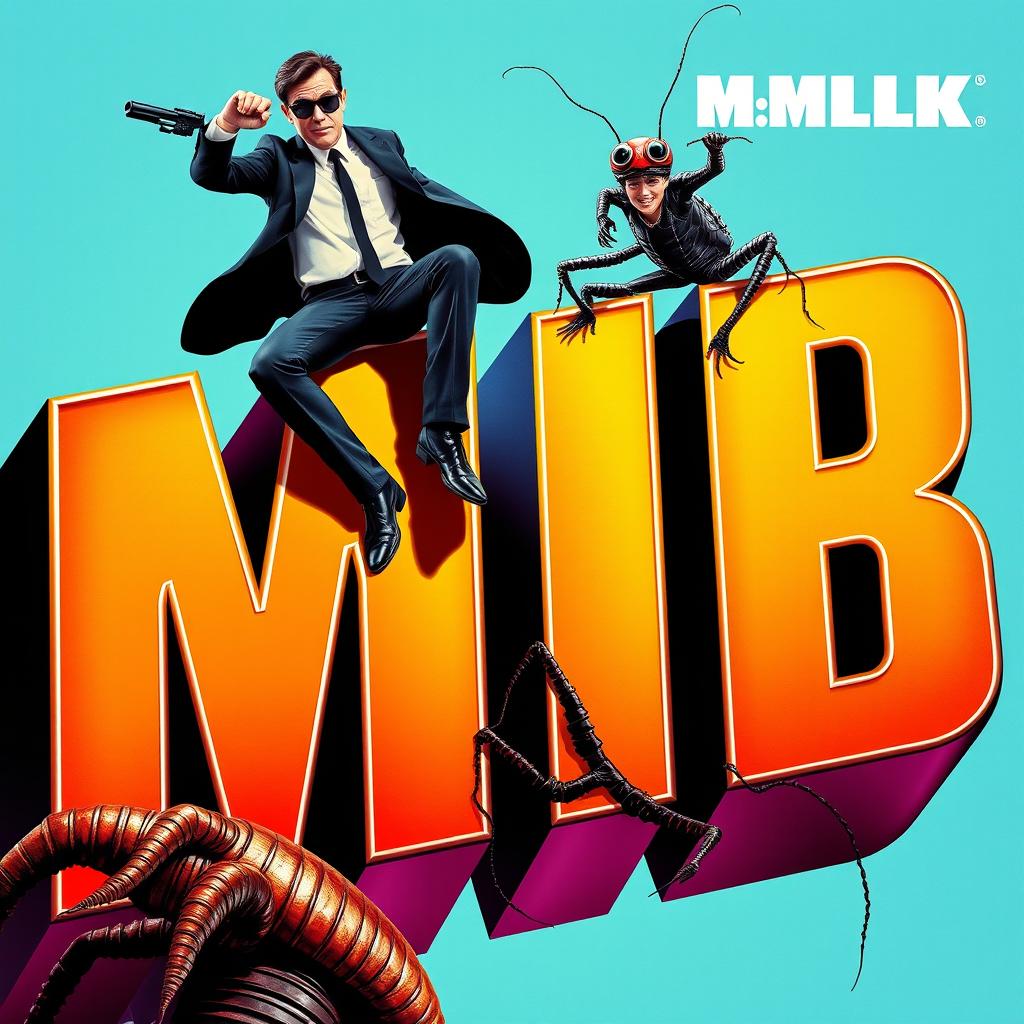 A vibrant and dynamic movie poster inspired by the first "Men in Black" film