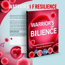 A book cover design titled "Warriors of Resilience: Navigating the Sickle Cell Journey – A Personal Medical Logbook & Journal"