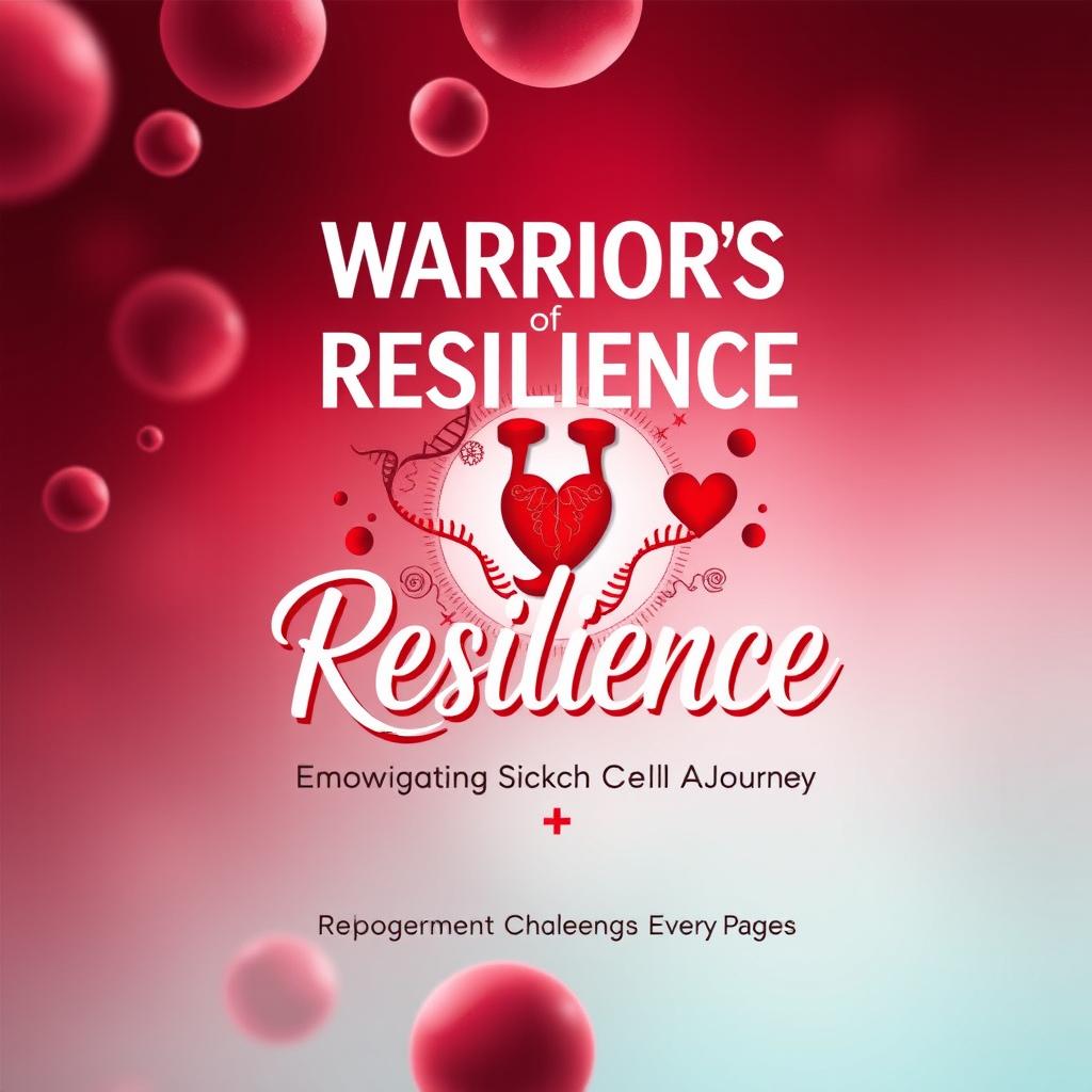 A beautifully designed journal cover featuring the main title 'Warriors of Resilience: Navigating the Sickle Cell Journey – A Personal Medical Logbook & Journal' prominently displayed