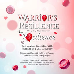 A beautifully designed journal cover featuring the main title 'Warriors of Resilience: Navigating the Sickle Cell Journey – A Personal Medical Logbook & Journal' prominently displayed