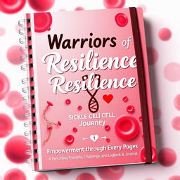 A beautifully designed journal cover featuring the main title 'Warriors of Resilience: Navigating the Sickle Cell Journey – A Personal Medical Logbook & Journal' prominently displayed