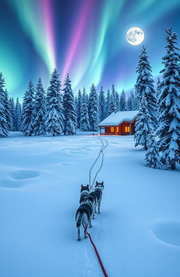 A breathtaking winter landscape depicting the journey to the North Pole through Finnish Lapland