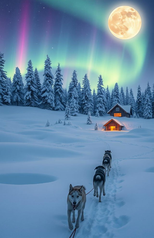 A breathtaking winter landscape depicting the journey to the North Pole through Finnish Lapland