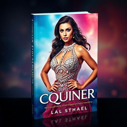 A captivating book cover design featuring a powerful woman embodying feminine strength and bravery