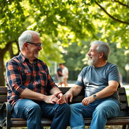 A heartwarming scene of a man and his dad enjoying a heartfelt conversation