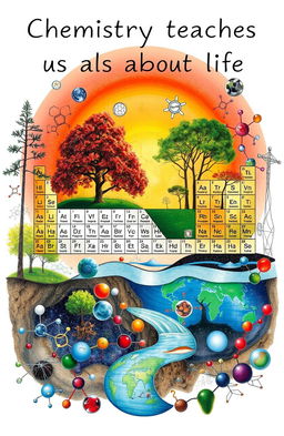 A thoughtful and artistic representation of the concept 'Chemistry teaches us about life'
