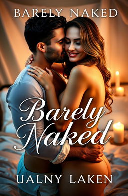 A suggestively intimate scene from the cover of an erotic romance novel titled 'Barely Naked'