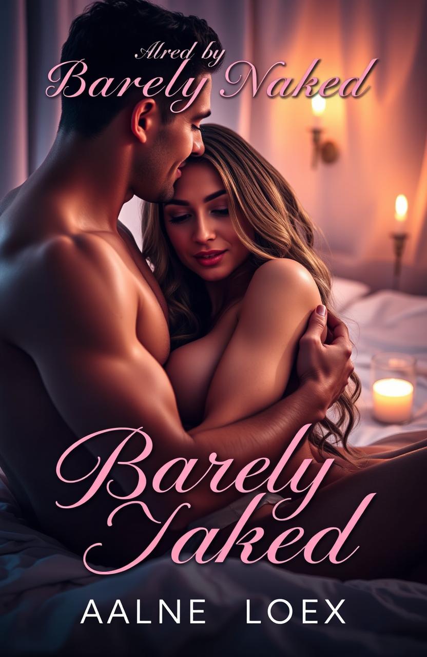 A suggestively intimate scene from the cover of an erotic romance novel titled 'Barely Naked'