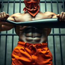 A close-up waist and torso shot of a muscular African American gang member