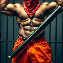 A close-up waist and torso shot of a muscular African American gang member