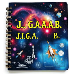 An artistic engineering notebook design, featuring the title 'J