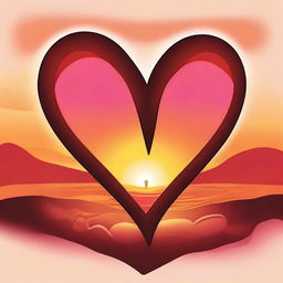 Create an abstract image symbolizing love, with two hearts intertwined under a warm, glowing sunset.