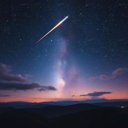 A breathtaking cosmic scene titled 'Serenade of the Stars', featuring a serene night sky filled with countless twinkling stars and glowing nebulas
